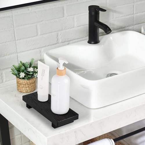 Bathroom Sink Tray Wood Riser Display Kitchen Decor Soap Holder, Black - Image 6