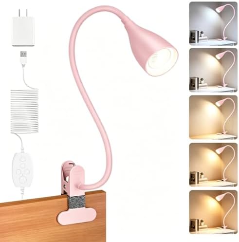 Reading Light for Book in Bed,Clip on Light Reading Lamp with Adapter Pink by Uchoiceme