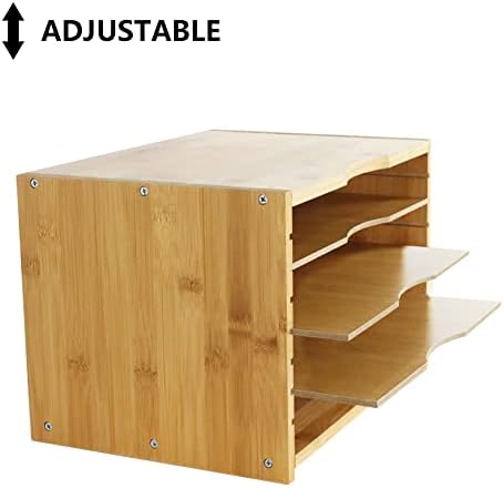 WKWKER File Organizer with 3 Adjustable Shelves Bamboo Document Letter Tray Paper File Sorter for Desktop Office Home Study Workstation Desk Storage Rack (Natural) (Pack of 2) - Image 4