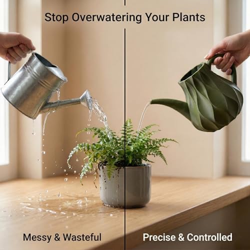 Indoor Watering Can for Houseplants, Modern Minimalist Plant Watering Can with Precision Spout, Decorative Small Medium Large Sizes (Olive Green, Large) - Image 4
