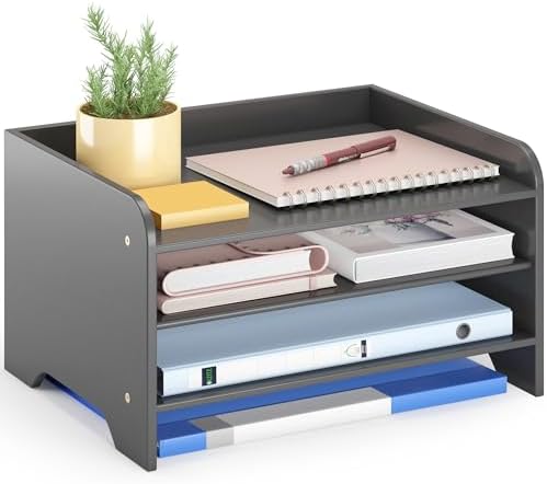 Bamboo File Organizer for Desk, Desktop Paper Tray and Mail Holder - Image 7
