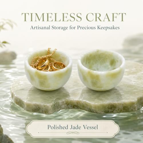 Ring Dish 2 PCS Lantian Jade Stone Bowl Trinket Bowl Jewelry Holder - Image 3