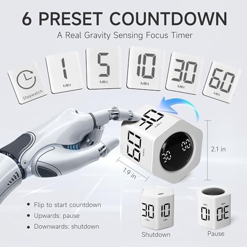Productivity Timer, 1, 5, 10, 30, 60 Minute Presets, Desk Cube Timer - Image 2
