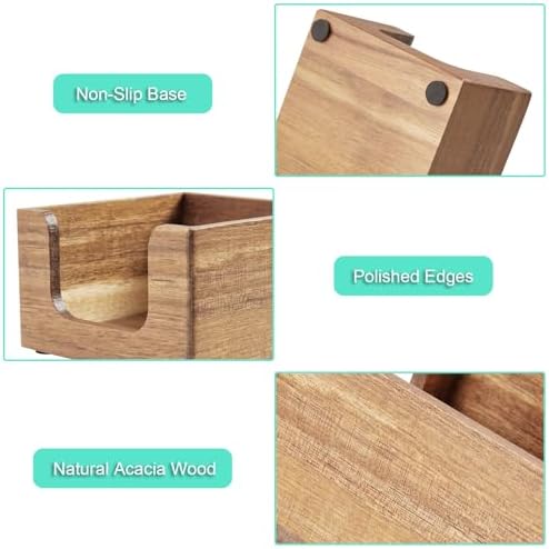 Bivvclaz Acacia Wood Sticky Note Holder, 3 x 3 Inch Post It Note Dispenser for Office Desk Accessories, Self Stick Note Pad Holder, Memo Pad Holder Dispenser Organizer for School Office Desk Supplies - Image 4