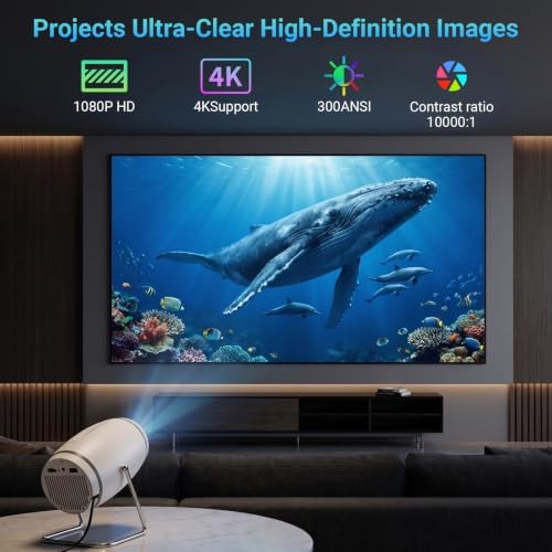 【Built-in APPS】Mini Projector With Wifi And Bluetooth, 1080P 4K Support Portable Projector, Movie Projector for Bedroom, Compatible with Smartphones/TV Stick/iPad/PS5/Laptop/HDMI/USB - Image 3