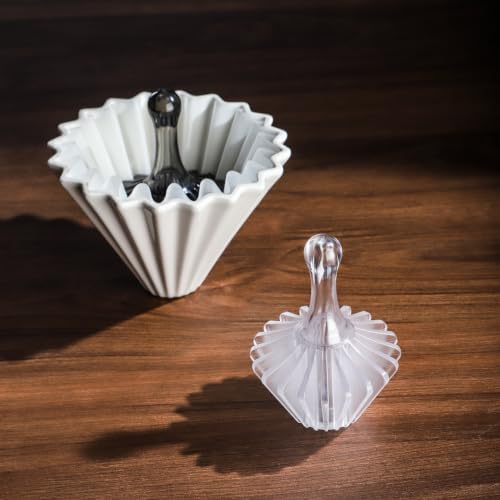 Bincoo Ceramic Coffee Dripper,Pour Over Coffee Dripper with Wood Stand, Flower-shape for 1-2 Cups Slow Brewing Maker for Home Cafe (3-Piece pink) - Image 6