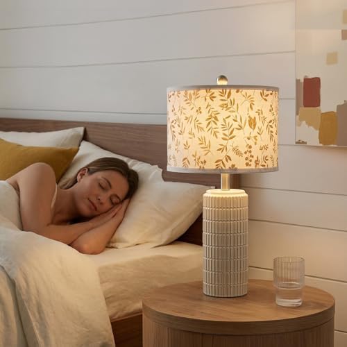 PoKat 23'' Dried Flowers Table Lamp for Bedroom Nightstands, Birthday Gifts for Women Mom, House Warming Gifts New Home Decor, Ceramic Lamp for Living Room Nursery, Modern Bedroom Lamp for Dresser - Image 5