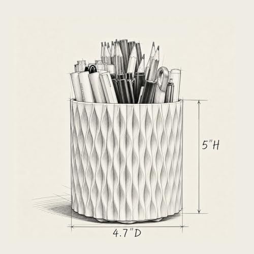Lebenrich Rotating Pen Holder for Desk, 5 Slots Easthetic Pencil holder Desk Organizer Supplies and Accessories for Women Girls, Pencil Cup for Office Home Art Supply, White - Image 5