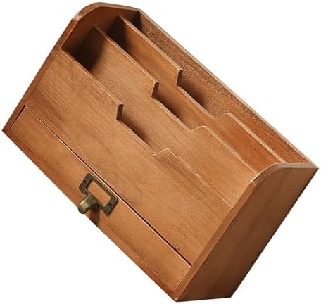 JTLB Wooden Desktop Organizer Desk Organizer Storage Rack Solid Wood Desktop with Drawer Rustic Pine Wood for Office Study Bedroom Bathroom - Image 5