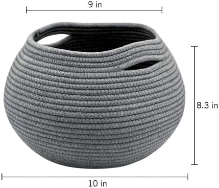 Goodpick Round Woven Rope Storage Basket for Shelves, 10" x 8.3", Grey - Image 3