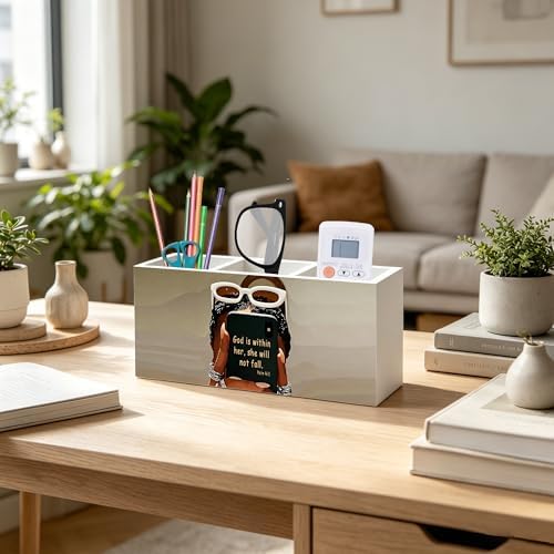 Inspirational Christian Black Girl Woman Makeup Brush Toothbrush Holder, African American Gifts, God is Within Her Bible Verse Wood Signs Pen Pencil Holder Organizer Desk Accessories - Image 5