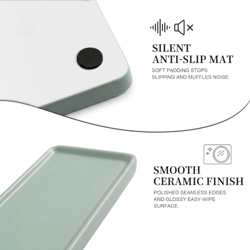 8″ x 3.7″Ceramic Vanity Tray, Decorative Rectangular Organizer for Bathroom Countertop, Dresser Top, Kitchen & Bathtub, for Soap, Perfume, Candle, Jewelry & Cosmetics (Green) - Image 4
