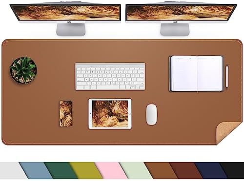 AFIING Cork Desk Mat 55" x 17", Dual-Sided Natural Cork & PU Leather Desk Pad, Non-Slip Waterproof Large Mouse Pad for Office, Home & Gaming (Brown) by AFIING