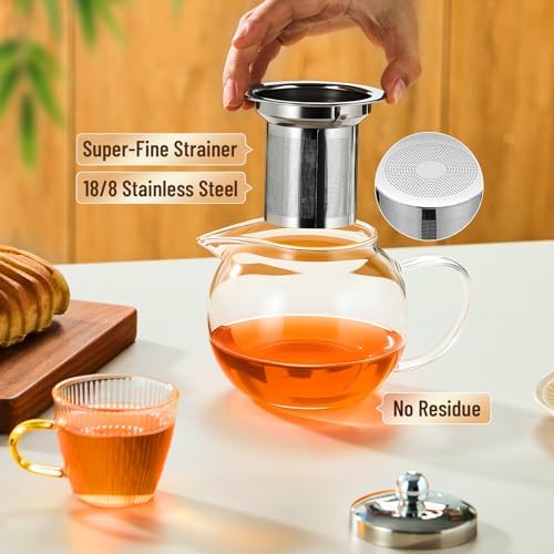 Baalaka Glass Teapot with Infuser, Clear Tea Pot for Stove, 22 oz/650 ml - Image 3