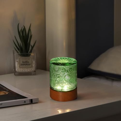 Mini Soft Warm Light Lamp Battery Operated Portable Night Light with Timer, Small Glass Vintage Dim Sleep Nightlights, Battery Powered Wireless Night Lights for Adults, Green, M2-1-5-1 by Unknown