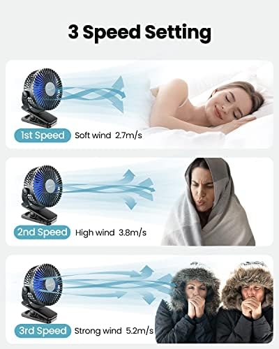 Gaiatop Portable Clip on Fan, Mini Personal Quiet Rechargeable Fan - Image 6