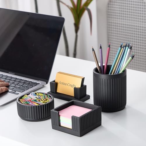 Set of 4 -Concrete Office Desk Accessories for Men-Modern Industrial Decor - Image 2