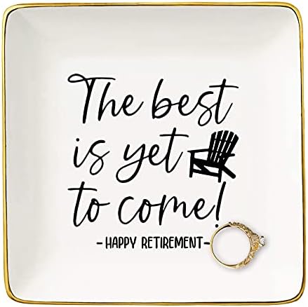 the Best is Yet to Come-Happy Retirement Gifts for Women–Ceramic Jewelry Holder Ring Dish Trinket Tray–Retirement Appreciation Gift-Present for Mom Boss Co-workers, Teachers,Nurse,Friends,Wife,Sis by Topthink