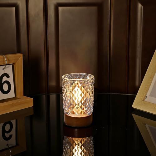 Battery Operated Night Light with Timer, Aesthetic Cordless Battery Powered Decorative Glass Lamp,Small Cozy Nightlight for Dorm,Mini Lamps for Nightstand,Bathroom,Bedroom,Children's Room,Warm by Unknown