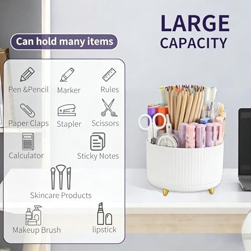 Camelmother 360°Rotating Pen&Pencil Holder For Desk With 5Slots Cute Office - Image 4