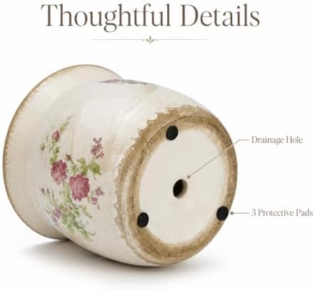 Doysayes Vintage Ceramic Flower Pot for Indoor Plant with Drainage Hole - Image 6