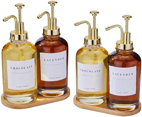 Coffee Syrup Dispenser for Coffee Bar with Gold Upgraded Pump, 4 Pack by HHSME