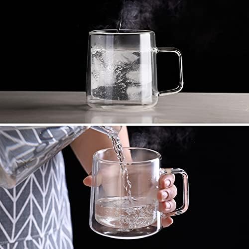 CNGLASS 12oz Glass Coffee Mugs,Double Wall Insulated Glass Cups with Handle,Clear Espresso Mugs for Latte,Cappuccino,Tea Bag,Set of 2 - Image 6