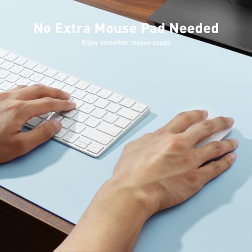 Aothia Leather Desk Pad Protector, Mouse Pad, Office Desk Mat, Non-Slip PU Leather Desk Blotter, Laptop Desk Pad, Waterproof Desk Writing Pad for Office and Home (31.5" x 15.7",Baby Blue) - Image 3