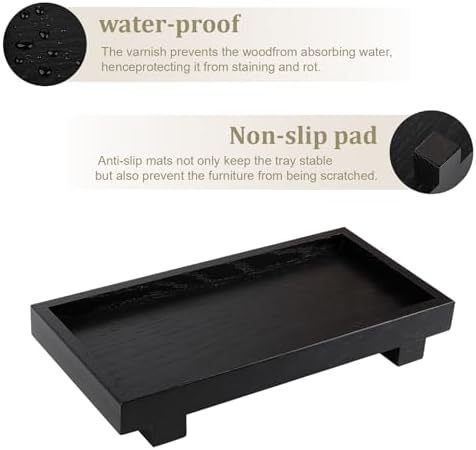 Decorative Tray Farmhouse Decor Wood Soap Holder, 10.8 * 5.3 Black - Image 3