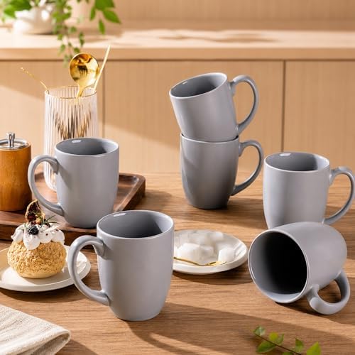 AmorArc 12 oz Coffee Mugs Set of 12, Ceramic Coffee Cups-Matte Gray - Image 7