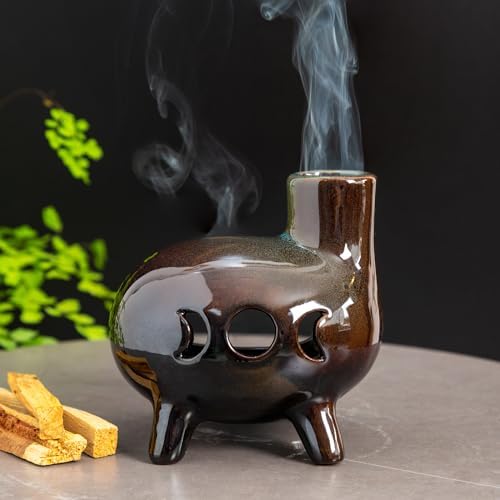 MOUGIGI Handcrafted Ceramic Palo Santo Holder Burner with Green Glaze - Image 5