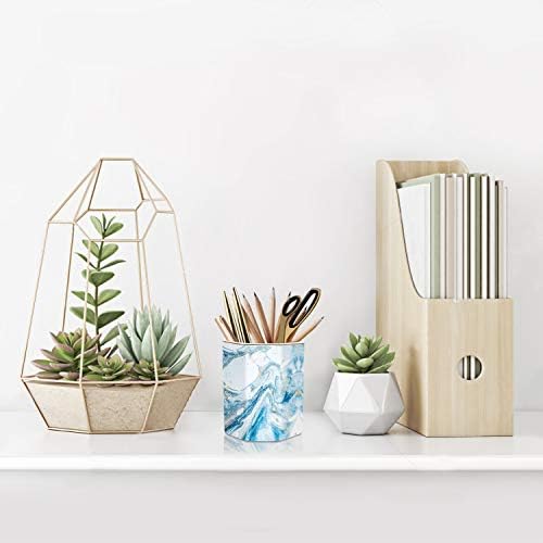 Pen Holder, Pencil Holder for Desk Marble Pattern Pencil Cup for Girls Kids Durable Ceramic Desk Organizer Makeup Brush Holder for Office, Classroom, Home, Blue Marble - Image 6