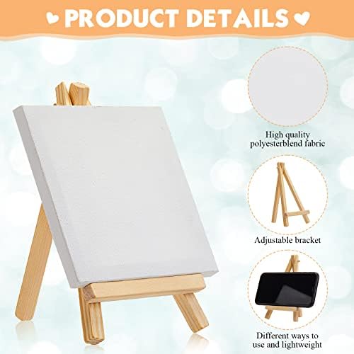 Mimorou 150 Pack Mini Canvas with Easel for Painting Wood, 5 x 5 Inch - Image 3