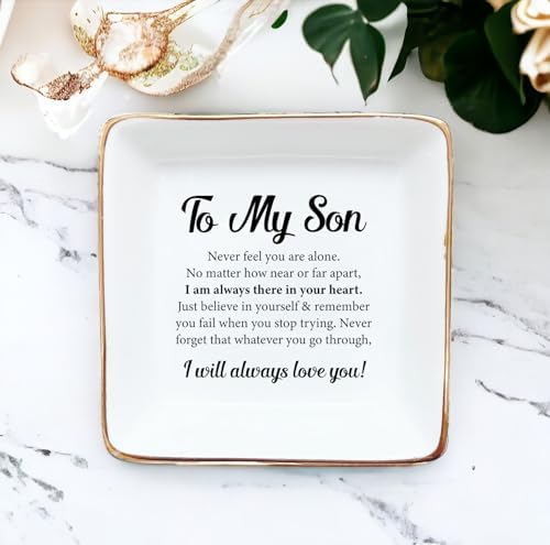 Gifts for Son from Dad, Mom, Ring Dish for Men - Birthday, Christmas, Wedding Gifts for Son - to My Son, I Will Always Love You - Jewelry Dish, Ceramic Ring Dish, Trinket Tray for Men - Image 4
