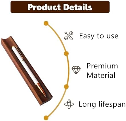 Walnut Wood Pen Tray Single Pen Holder, 7.87x1.18x0.78inch - Image 3