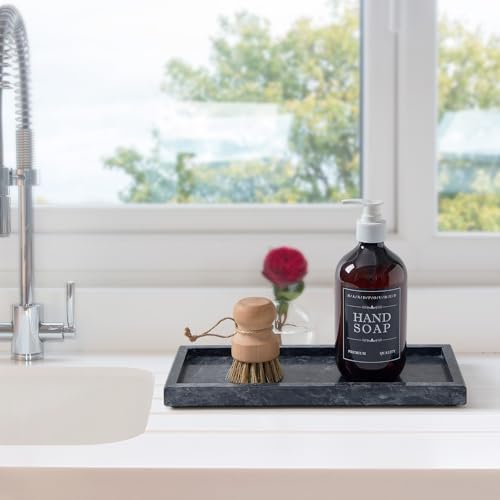 Natural Marble Vanity Tray, Stone Organizer for Bathroom & Kitchen - Image 4