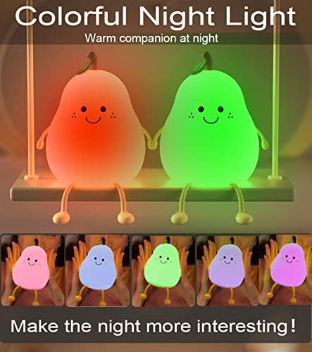 HAPPYBAG Pear Silicone Night Light for Kids, Rechargeable Nursery Lamp - Image 4