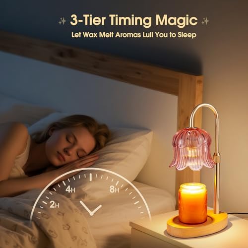 Candle Warmer Lamp Adjustable Timer Electric－Pink Flower Wax lamp - Image 3