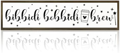 Cute Coffee Decoration, Country Farmhouse Wooden Box Sign, Rustic Wood Hanging Signs, Perfect for Home, Kitchen, Cafe, Bar or Coffee Corner Decor, Bibbidi Bobbidi Brew Sign 17.8x4x1.2 inches by WKYAER