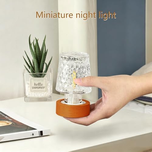 Mini Soft Warm LED Night Light, Battery Operated Portable Glass Lamp with Timer, Art Deco Style, Crystal Color, for Adults - Image 2