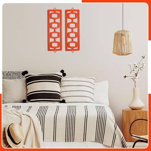 CroBlissful 2pcs Mid Century Modern Wall Art Geometric Wall Decor, Orange - Image 6