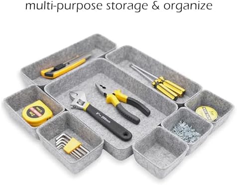 Welaxy Desk Drawer organizers tray Felt storage bins aesthetics room décor for home office dorm closet decluttering minimalist lifestyle (Gray) - Image 2