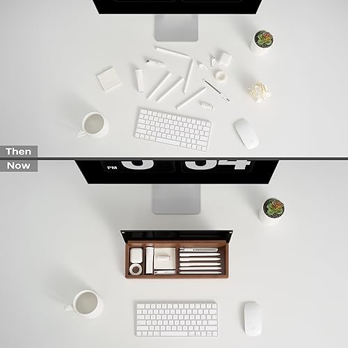 Desktop Black Glass Dry Erase Board with Wood Organizers for Small Office Supplies, Desk Whiteboard with Drawer for Home Office Cubicle, Accessories Included, Yeoux - Image 4