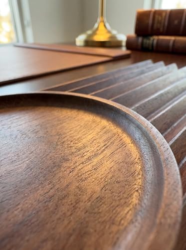 Horizontal Pen Holder for Desk, Walnut Pen Holder with 5 Compartments,Pen Tray Office Accessory, Teacher Gifts, Suitable for School, Home,Pen Tray for Desk (Walnut) - Image 4