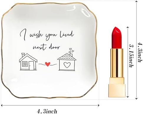 I Wish You Lived Next Door Jewelry Dish – Ceramic Ring Tray for Best Friend, Long Distance Friendship Gift, Jewelry Organizer Trinket Tray for Birthday, Christmas, Women - Image 6
