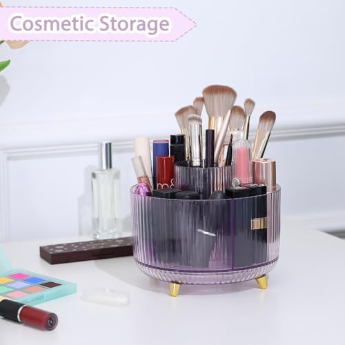SKYDUE Rotating Pencil Pen Holder, Pen Organizer with 5 Slots - Aesthetic Desk Organizer and Accessories for School, Home, Office Supplies - Image 4