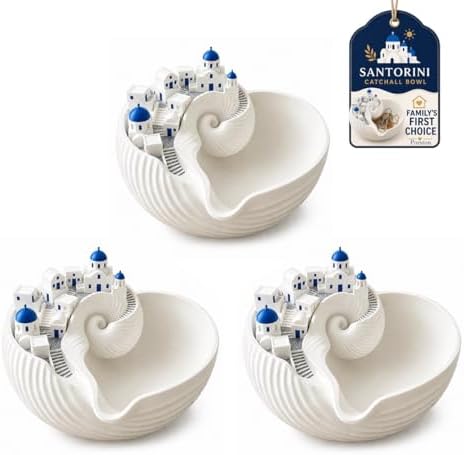 Santorini Catchall Bowl - 3D Printed Shell Tray, Greek Island Organizer for Keys, Coins and Jewelry, Decorative Trinket Dish for Entryway Table, Dresser or Nightstand, Coastal Decor by Porston