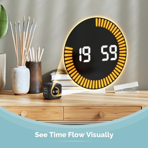 KADAMS Pomodoro Timer Visual - Productivity Pomodoro Cube, 5/10/25/50 Min Countdown & Countup, Silent – Ideal for Work Study Cook Workout Kitchen School Classroom Office ADHD Gift Kids (1, Black) - Image 4