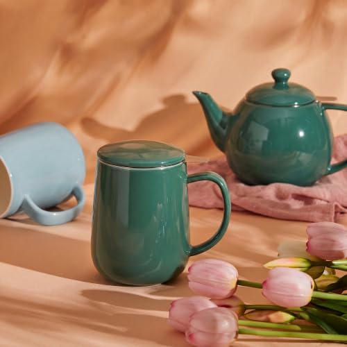 Sweese 20 OZ Porcelain Tea Mug with Infuser and Lid, Sage Green Tea Cup, Gifts for Tea Lover - Sage Green - Image 5