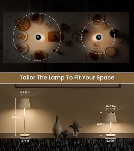3 Pack Cordless Table Lamp, Portable Battery Operated Lamp with 3 Color Temps and Stepless Dimming, Rechargeable Table Lamp for Dinner, Desk, Cafe, Outdoor (White) - Image 5